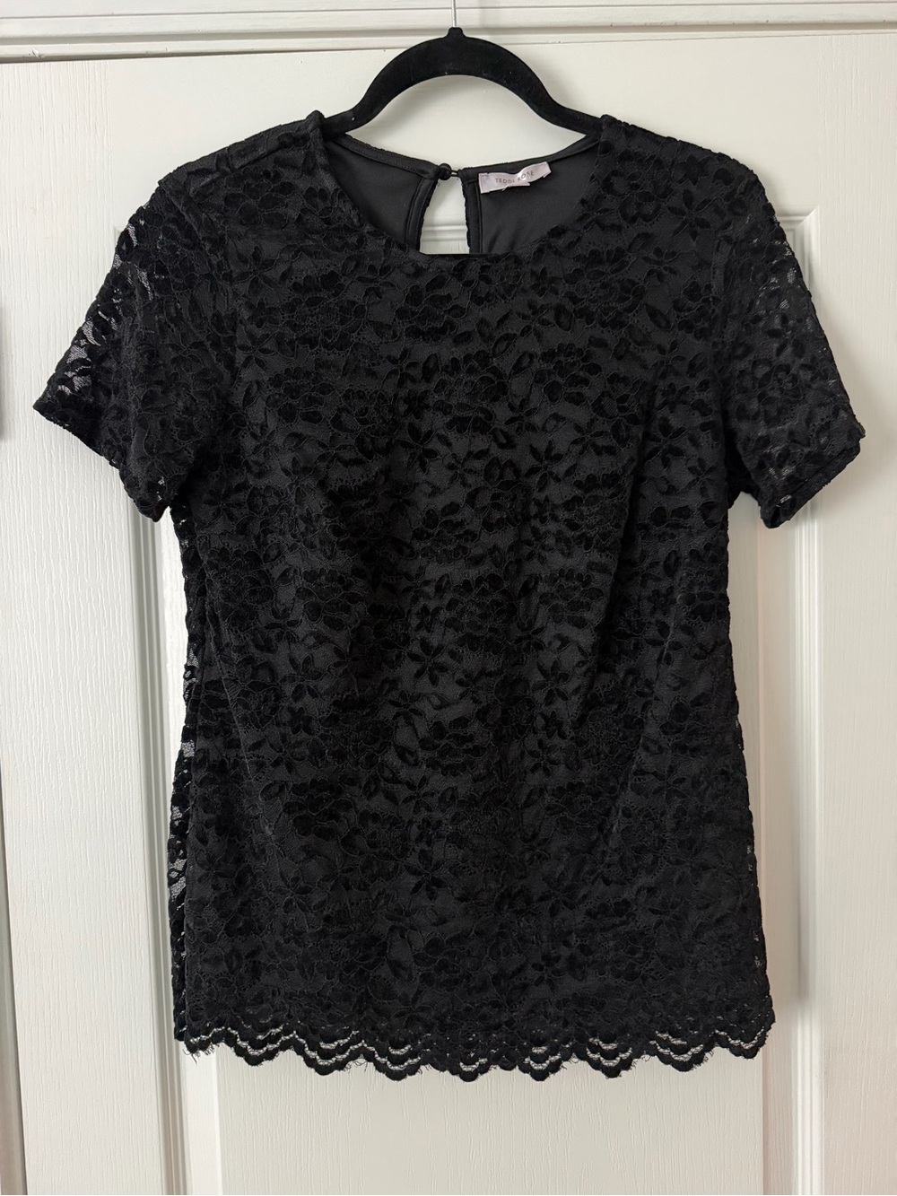 Black Lace Short Sleeve Top